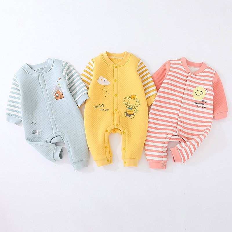 Body liền thân trần bông, bodysuit dài tay cotton cho bé trai và bé gái sơ sinh từ 3-15kg, hàng đẹp xuất Hàn-BD44