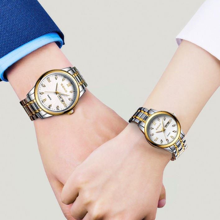 Đồng hồ nam nữ Seno, đồng hồ cặp đôi chống xước chống nước cao cấp DH9103 seno | BigBuy360 - bigbuy360.vn