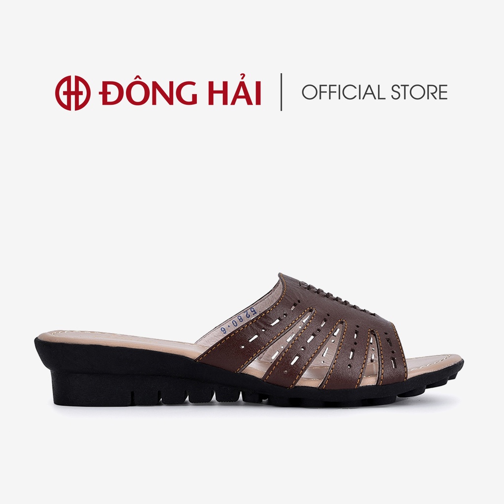 &quot;TẶNG NGAY 30K khi theo dõi gian hàng &quot;Dép xuồng da bò Đông Hải đế cao su chống trượt 3cm quai ngang thanh thoát - D5280