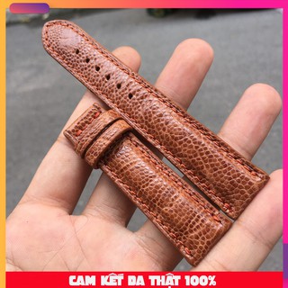 Dây đồng hồ da chân đà điểu không vảy màu vàng bò cho nam (Trong lót da bò)