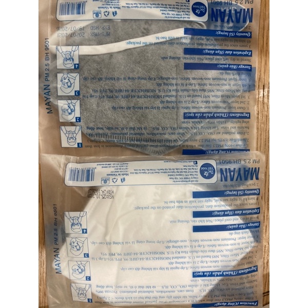 (gói 2 cái XÁM/TRẮNG ) khẩu trang n95 Mayan