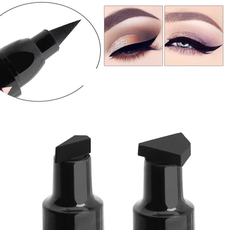 (Hàng Mới Về) 1 Bút Kẻ Mắt Có Đầu Tem In Hình Tam Giác Màu Đen Chống Nước Jp5