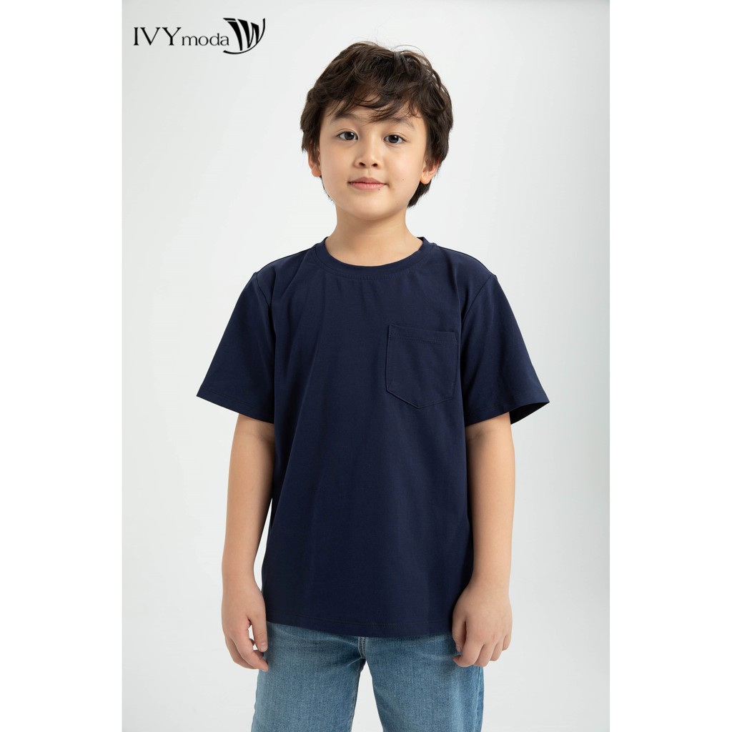 Áo thun trơn túi vuông bé trai IVY moda MS 57K1250