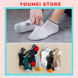 Tất nam cổ ngắn dạng lưới chống tuột gót phong cách thể thao năng động - T035