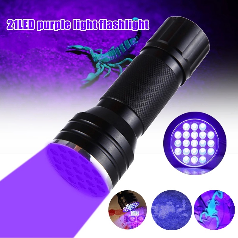 1 Đèn Pin 21 Bóng Led UV Bằng Hợp Kim UV Chống Nước Tiện Dụng