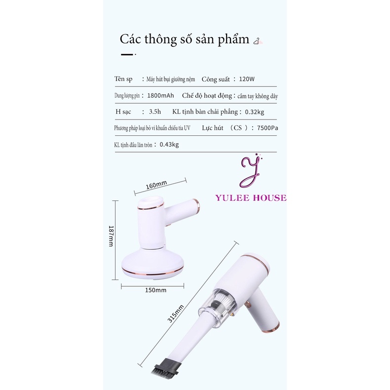 MÁY HÚT BỤI CẦM TAY MINI KHÔNG DÂY - MÁY HÚT VE BỌ CHÓ - THIẾT BỊ LÀM SẠCH GIƯỜNG NỆM 2 KIỂU DÁNG - BẢO HÀNH 6 THÁNG
