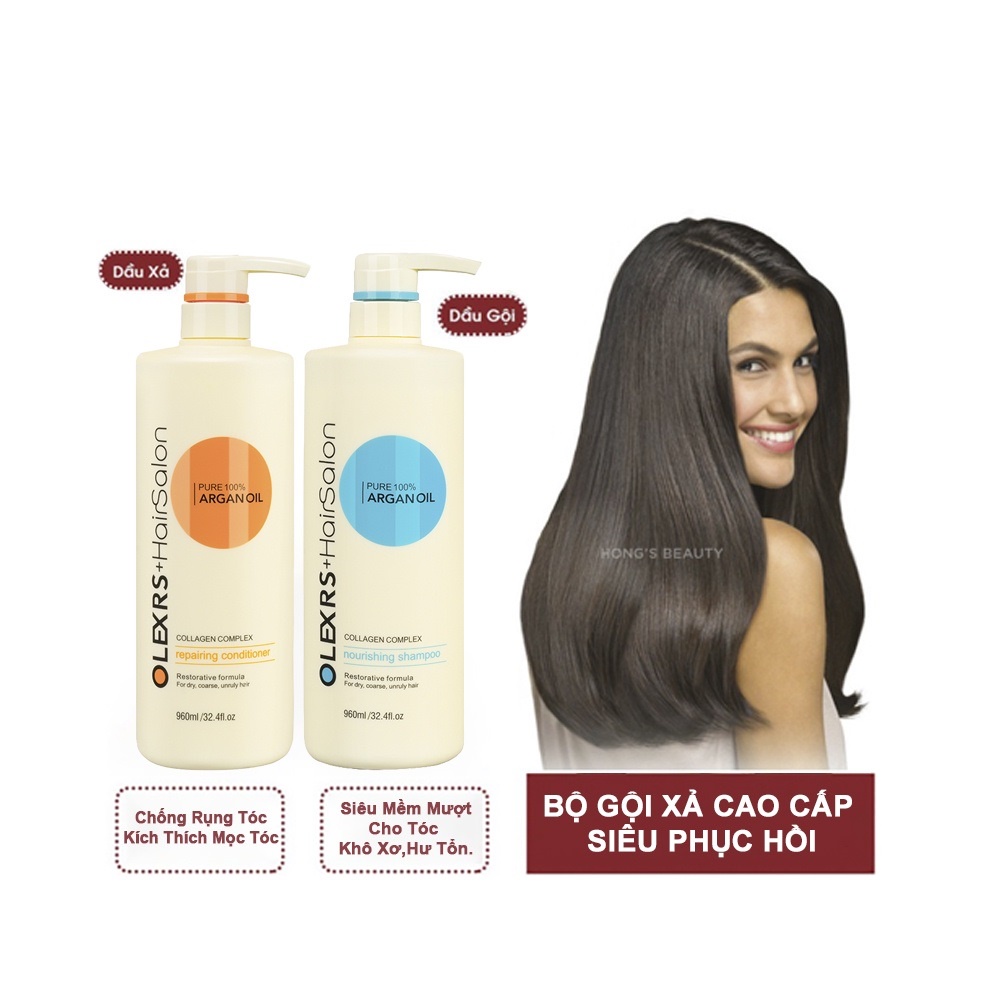 Bộ Dầu Gội Xả Olexrs Hair Salon 100% Argan Oil 500ml Và 960ml