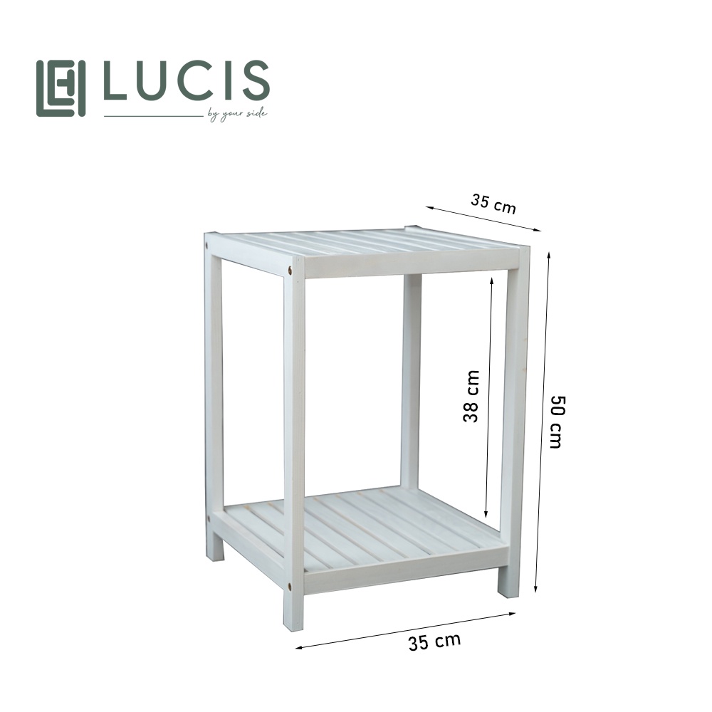 Kệ gỗ vuông để đồ phòng ngủ 2 tầng LUCIS màu đen cao cấp Kệ đầu giường