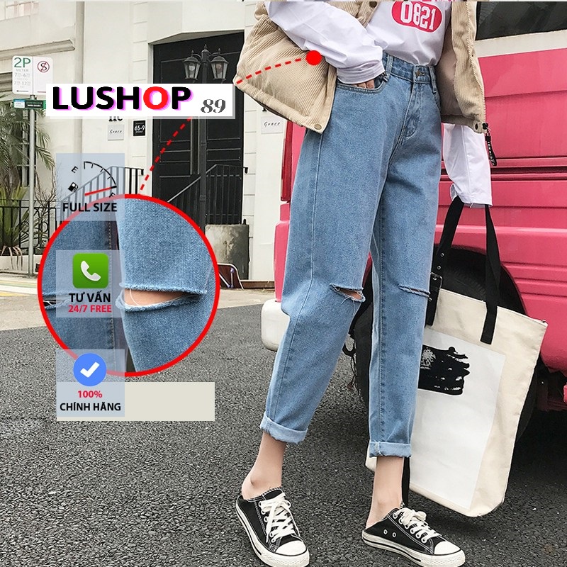 Quần jean baggy nữ quần bò nữ quần jeans nữ lưng cao cạp cao quần nữ đẹp 3 size S M L hot Lushop89 QT10 | BigBuy360 - bigbuy360.vn