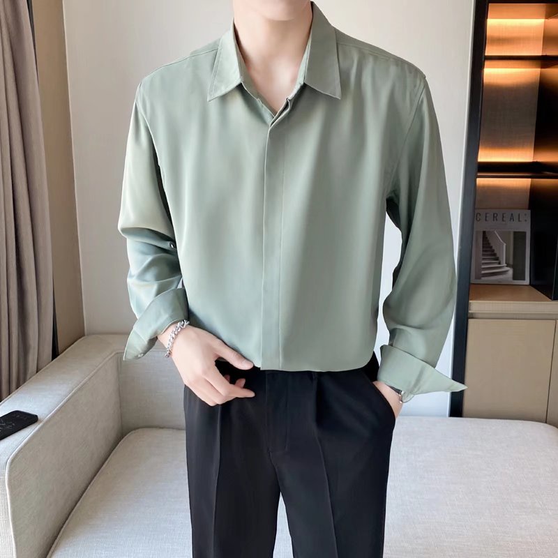 Áo Sơ Mi Nam Dài Tay Màu Sắc Tươi Sáng Phong Cách Hàn Quốc 4 Màu Size M-2XL