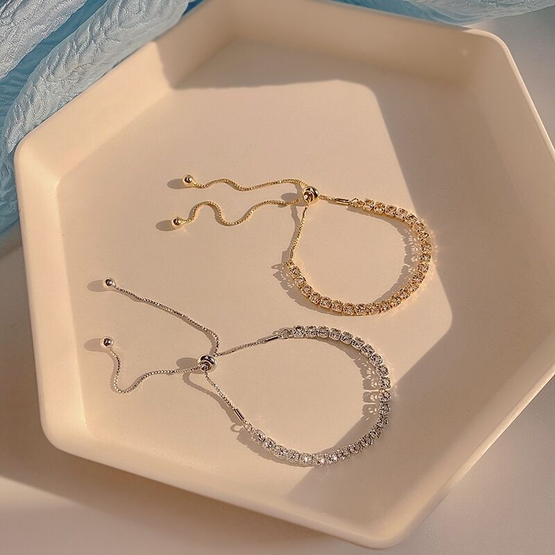 Vòng Tay Đính Đá Zircon Có Thể Điều Chỉnh Thời Trang Dành Cho Nữ