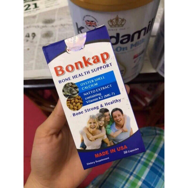 Viên uống BONKAP bổ sung canxi giúp xương chắc khoẻ  (30v) [Chính hãng]