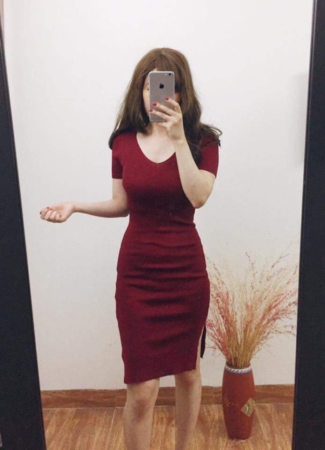 Đầm Body Thun Gân Xẻ Tà Hàng Dư Đẹp | BigBuy360 - bigbuy360.vn