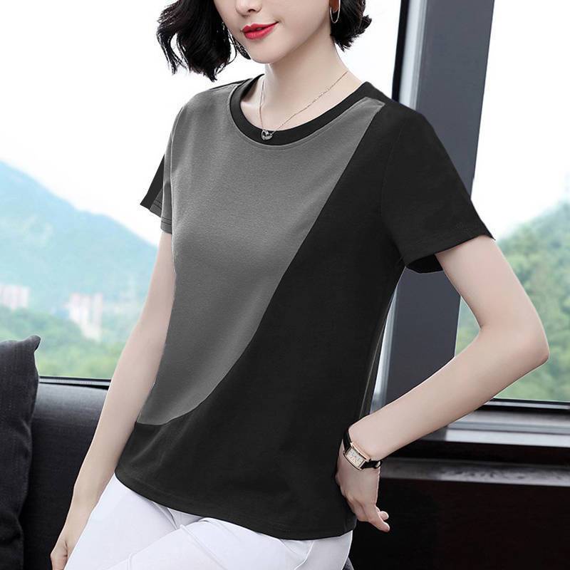 Áo Thun Tay Ngắn Dáng Rộng Cỡ Lớn Thời Trang Cao Cấp Dành Cho Nữ Trung Niên