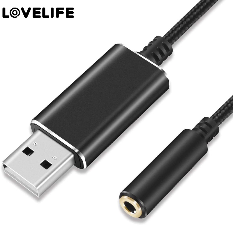 Cáp Chuyển Đổi Âm Thanh Chất Lượng Cao / Thẻ Âm Thanh Nổi Đầu Cắm USB Sang Lỗ Cắm Tai Nghe 3.5mm / Tương Thích Với PS4 Laptop Và Nhiều Hơn