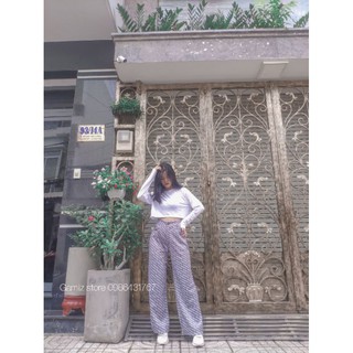 Set áo crop top kèm quần suông chữ