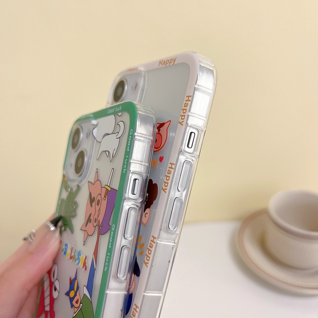 Samsung Galaxy S22 S20 S21 FE 5G Note 10 Lite S10 Plus 20 Ultra A53 A33 A23 A13 A73 M23 M51 M52 4G 5 Clear Cartoon Crayon Shin-chan family superman Tpu Airbag Shockproof Soft Phone Case 1HLE 37