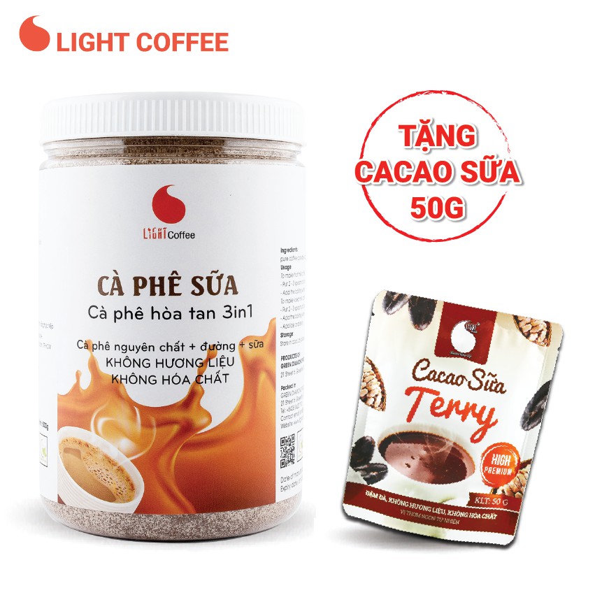 Cà phê sữa hòa tan Light Coffee vị đậm đà, thơm ngon tự nhiên, không hương liệu Hũ 500g