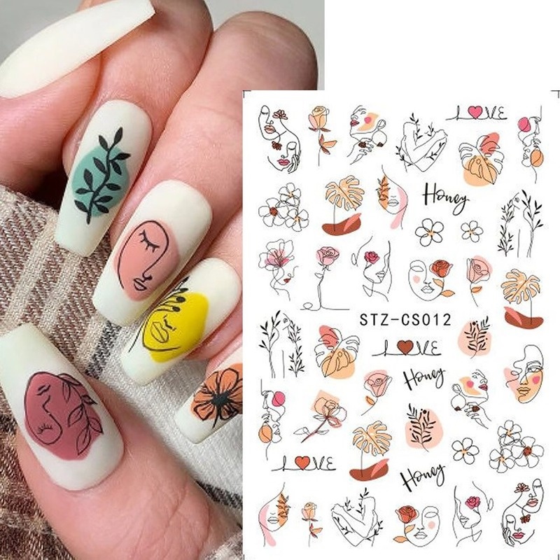 We Flower [Hàng mới về] Tấm Nhãn Dán Móng Tay Tự Dính Họa Tiết Trái Cây / Chữ Graffiti 3D Diy