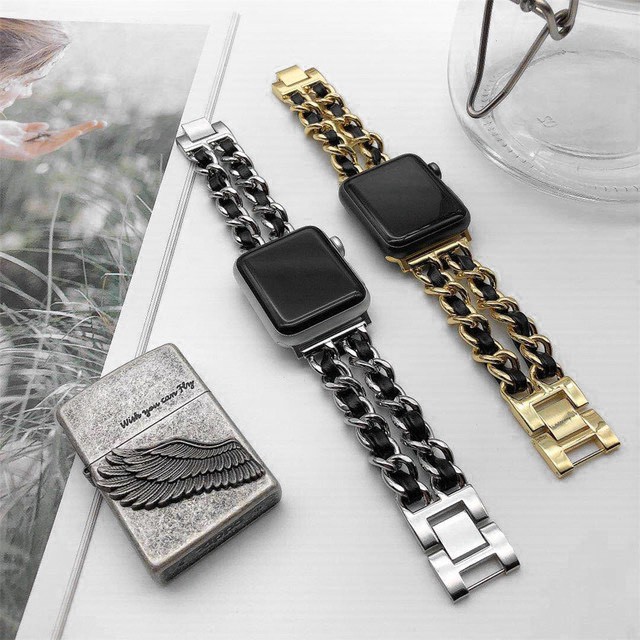 Dây Apple Watch Thép Liền Da Phối Cực Sang Trọng Dành Cho Nữ Chỉ Có Size 38/40mm