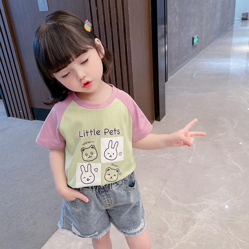 Áo Thun Cotton Tay Ngắn Phong Cách Thời Trang Hàn Nhật Mới 2022 Cho Bé Gái