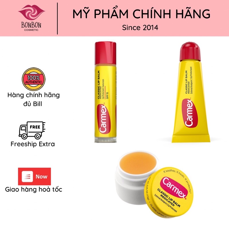 [BILL US] Son dưỡng CARMEX TUÝP THỎI HŨ có chỉ số chống nắng spf 15