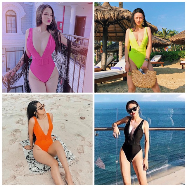 [BKN315] &lt;ÂU&gt; BODYSUIT KÈM BELT HỒNG/CAM NEON