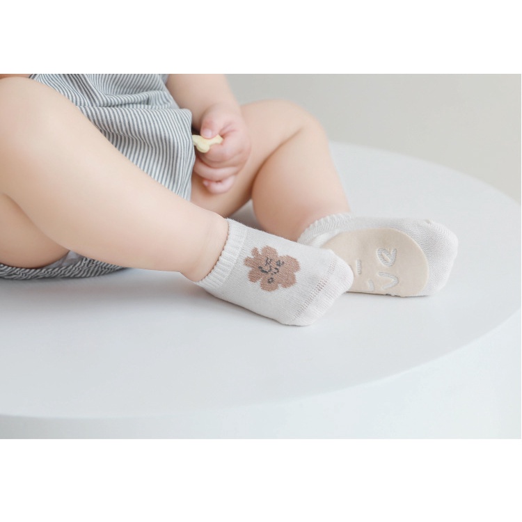 SET 5 Đôi Tất Trẻ Em / Tất chống trơn trượt cổ thấp cho bé chất liệu len sợi bông Cao cấp cho bé từ 0- 5 tuổi