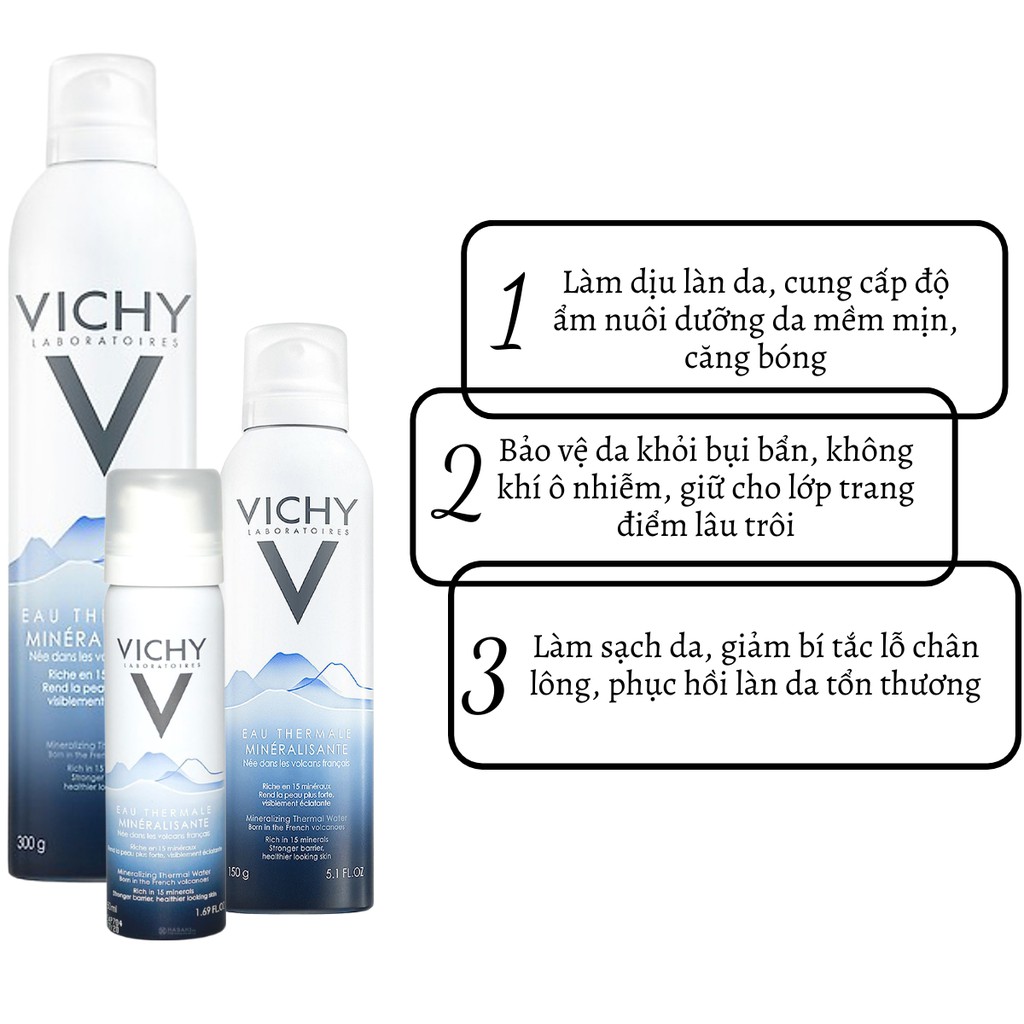 Xịt khoáng cấp ẩm Vichy Mineralizing Thermal Water dưỡng da kiềm dầu XK02