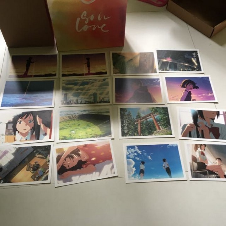 Postcard kimi no na wa tên em là hộp ảnh bộ ảnh có ảnh dán + lomo + postcard bưu thiếp anime chibi quà tặng độc đáo