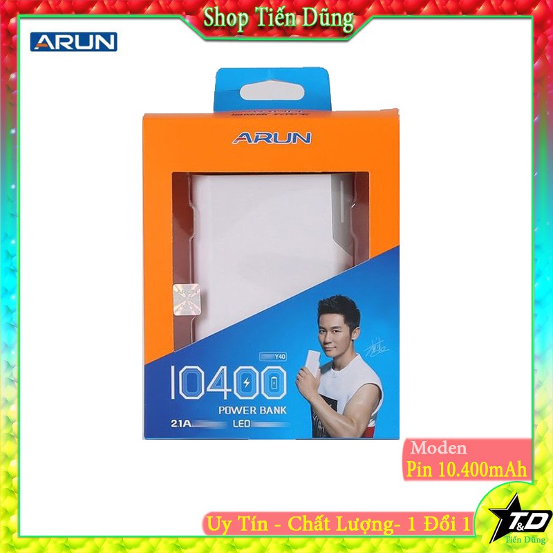 PIN DỰ PHÒNG ARUN 10400mAh có 2 cổng sạc USB chính hãng