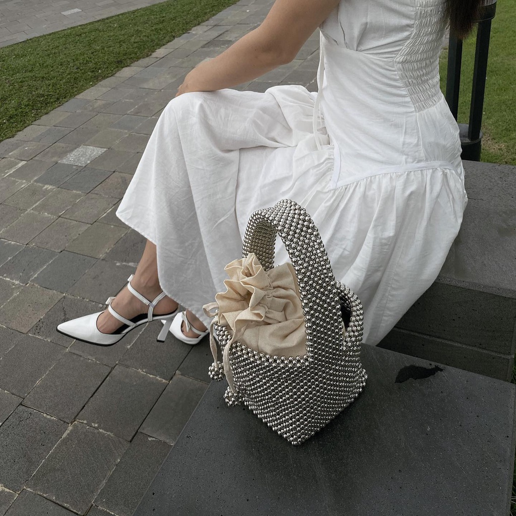 Lily Basket Bag | Túi Xách Bucket Đeo Tay Kết Hạt Kèm Túi Lót Phong Cách Hàn Quốc