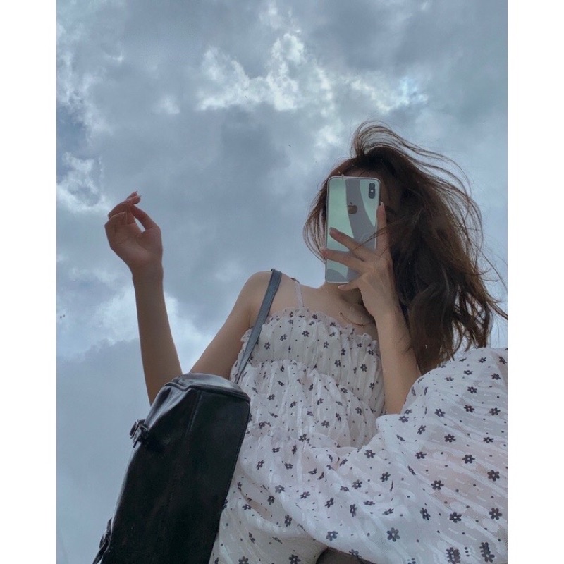 Váy 2 dây hoa nhí 🍉đầm babydoll 2 dây có họa tiết bông hoa nhỏ chất liệu vải co giãn nhẹ thiết kế theo style tiểu thư