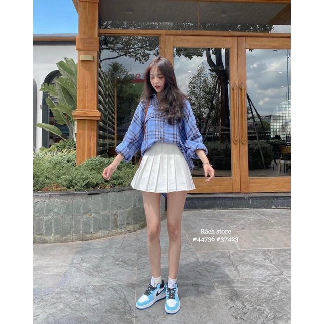 [RÁCH STORE] Áo sơmi - 2túi nắp giả - tay phồng - caro