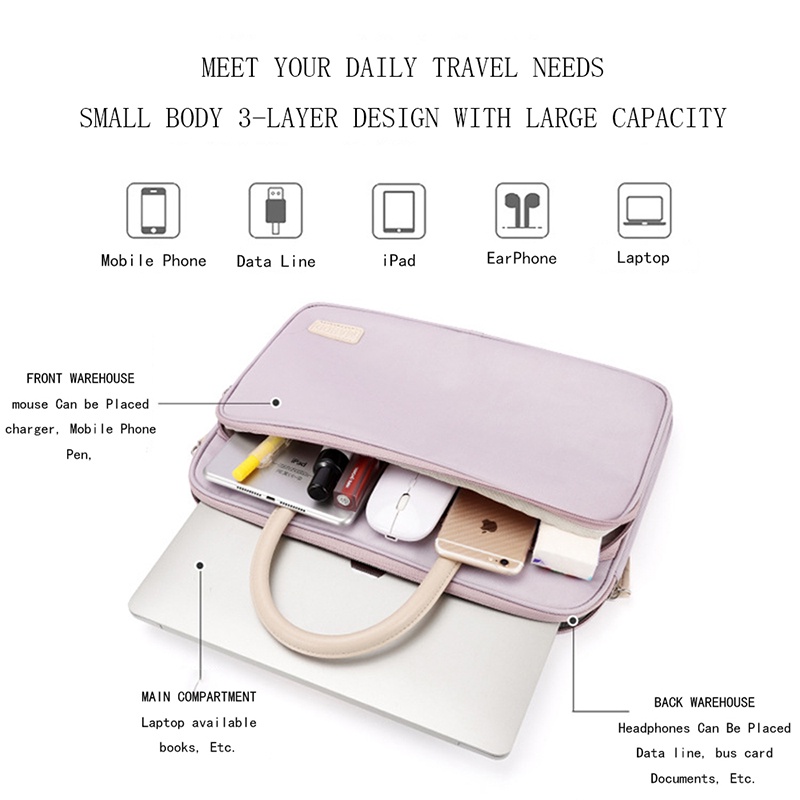 Evertoner Túi Đựng Laptop Chống Thấm Nước Cho Macbook Air Pro 13 Notebook 13.3 14 15.6 Inch