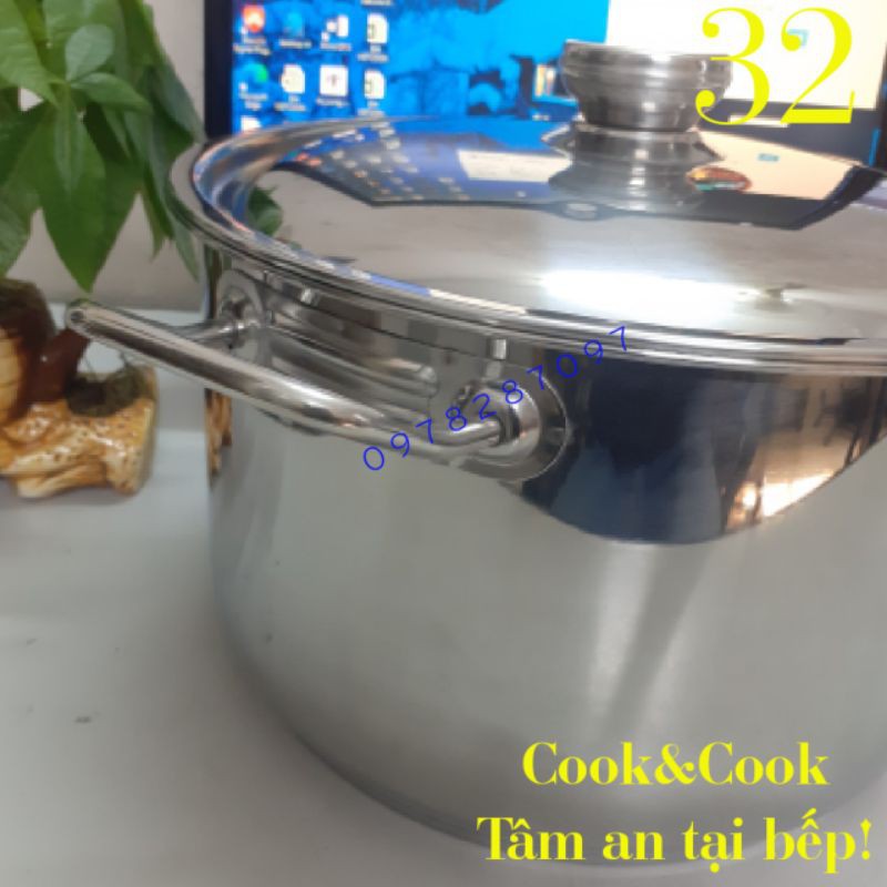 Nồi luộc gà inox 15 lít size 32 đáy từ Vietcook[CHÍNH HÃNG]