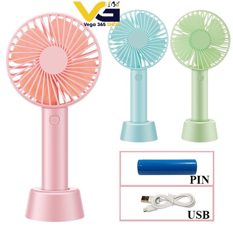[ TẶNG PIN+ DÂY SẠC] Quạt mini cầm tay có chân đế để bàn cao cấp