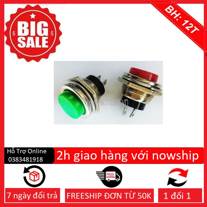 combo 3 Nút Nhấn Đề 16mm (Đỏ, vàng, xanh)
