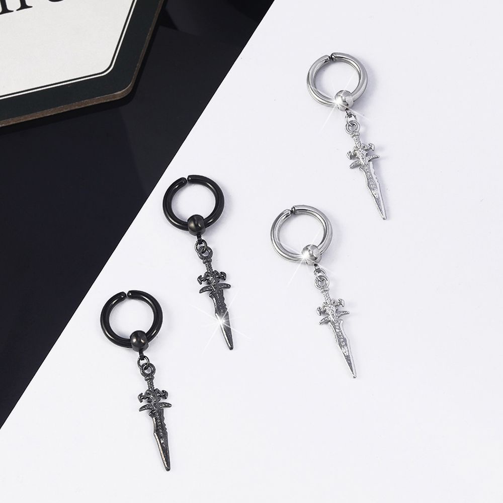 Khuyên kẹp vành tai bằng thép không gỉ hình chữ thập kiểu Hàn trẻ trung thời trang cho nam và nữ