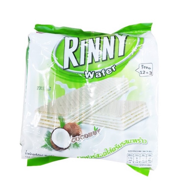 Bánh Xốp Thái Lan Rinny Dừa Coconut Wafer (Túi 12 gói x 34g)