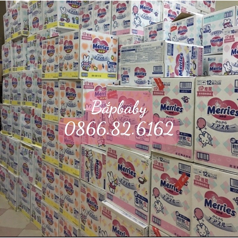 BỈM TÃ QUẦN MERRIES CỘNG MIẾNG NỘI ĐỊA NHẬT ĐỦ SIZE NEWBON/96,S/88,M/68,L/50,XL/44
