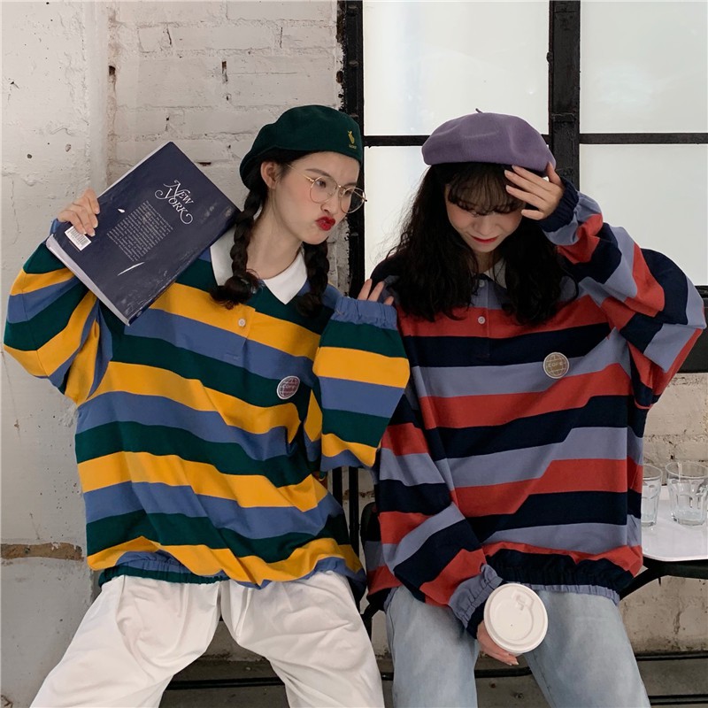 Đầm nữ dài tay cổ bẻ form rộng thời trang Hàn | BigBuy360 - bigbuy360.vn