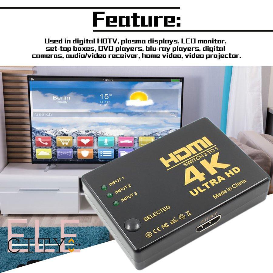 Bộ Chia Âm Thanh Hdmi 3 Vào 1 Ra 4k 107ele