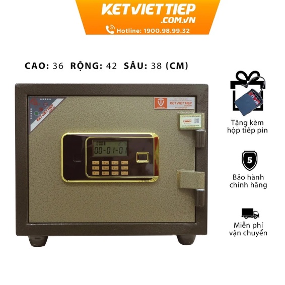 Két sắt mini chống cháy Việt Tiệp KVTSC51DT siêu cường thép đúc đặc nguyên tấm công ty két sắt Việt Tiệp Freeship