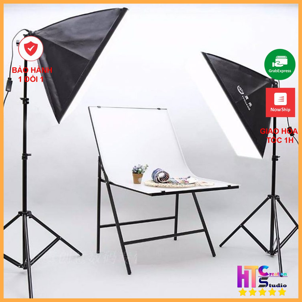 Bộ đèn studio chụp ảnh sản phẩm quay phim Livestream chuyên nghiệp. Chân đèn cao 2m kèm Softbox 50x70cm