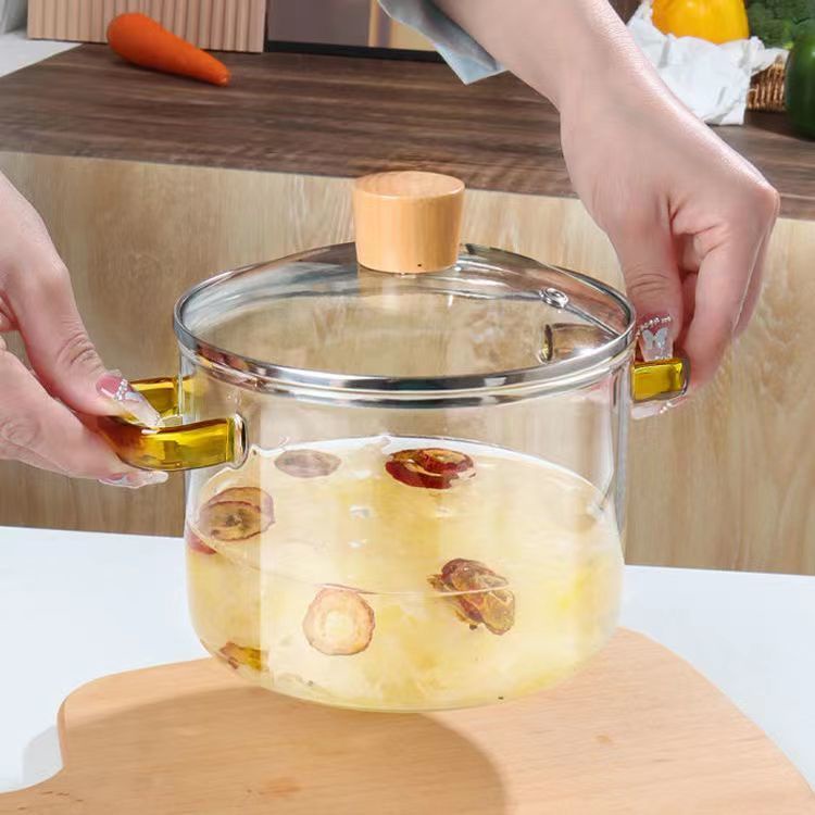 Nồi Nấu Ăn Bằng Thủy Tinh Trong Suốt Chịu Nhiệt Cao Tiện Dụng