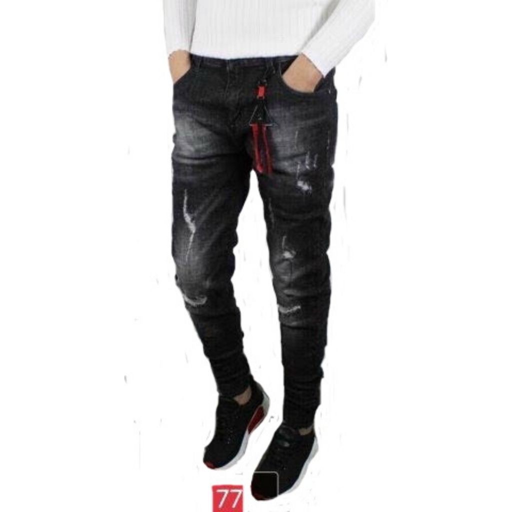 Quần Jean Nam Xumon Đen Rách ống côn Cào Xướt Nhẹ Nhàng Phong Cách Hàn Quốc Cao Cấp MS 77