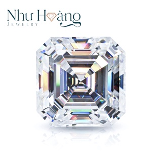 Kim cương nhân tạo moissanite asscher nước d, độ sạch fl, kiểm định c&c, tiêu chuẩn u.s.a