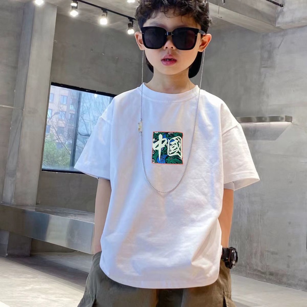 Áo Thun Cotton Tay Ngắn Phong Cách Phương Tây Thời Trang Mới Dành Cho Bé Trai