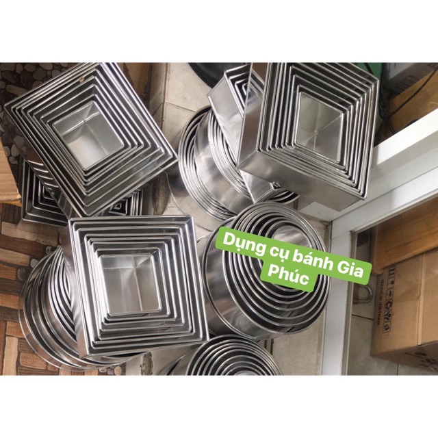 Khuôn vuông đáy liền 10cm đến 30cm